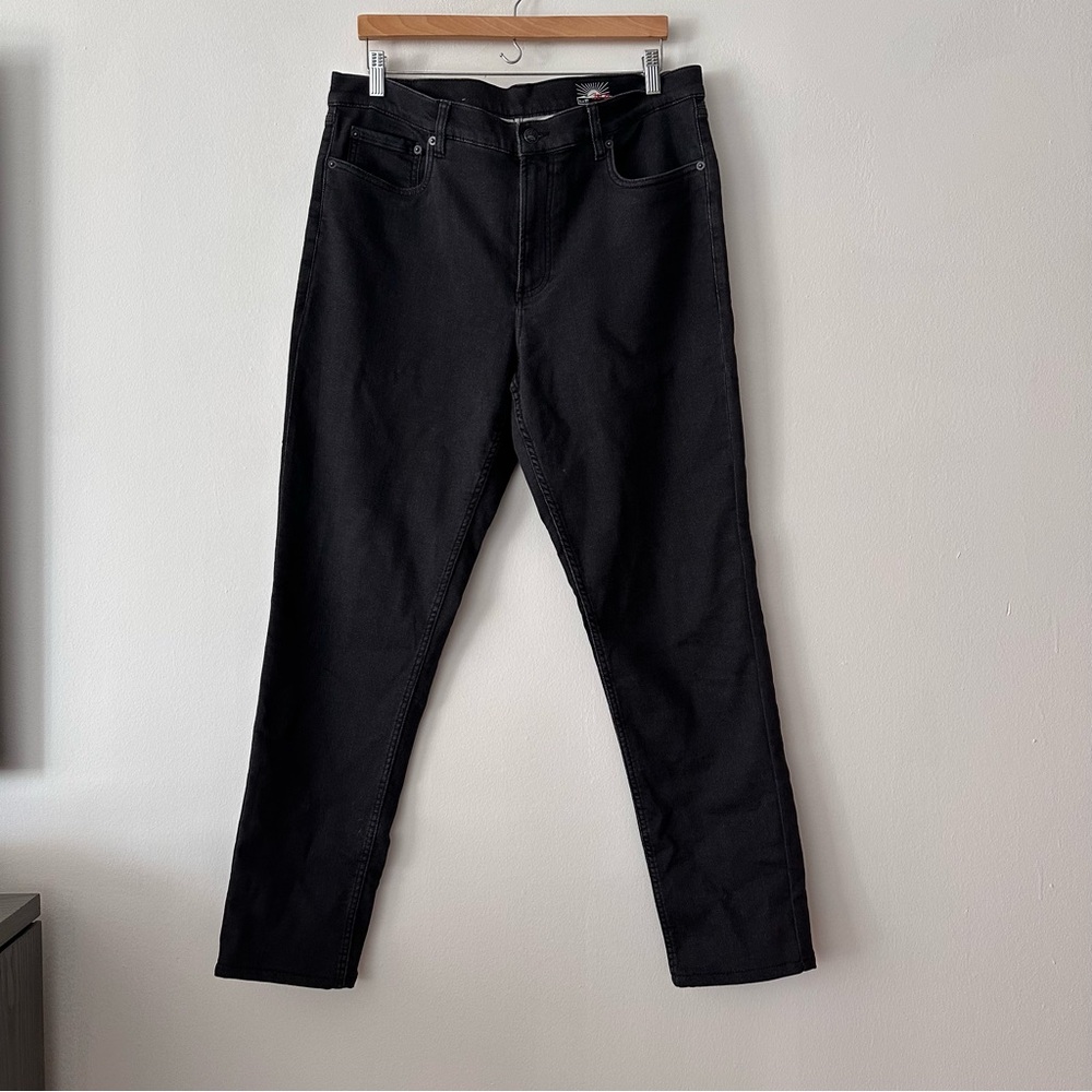 FAHERTY men’s stretch black jeans slim fit zip fly size 35x32